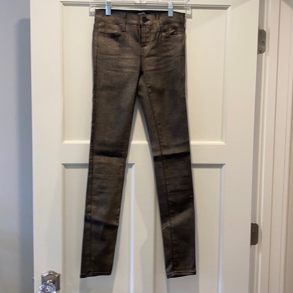 J Brand “Gold Dust” coated skinny jeans
